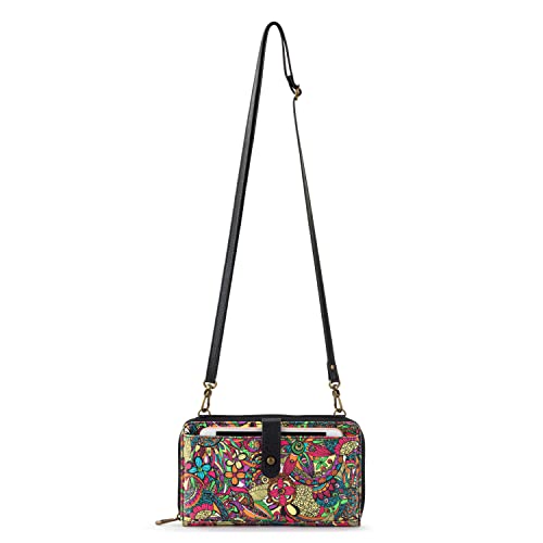 Image of Sakroots Artist Circle Smartphone Crossbody in Coated Canvas, Detachable Wristlet Strap, Rainbow Spirit Desert II