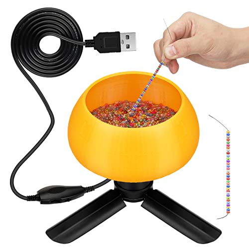 Electric Bead Spinner Kit Adjustable Speed Bead Loader Beading Bowl Waist Bead Spinner for Jewelry Making with Beading Needles Curved Needles for DIY Seed Beads Bracelet Necklace Crafting Project