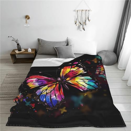 Couverture polaire papillon multicolore, le cadeau idéal chaud - 8