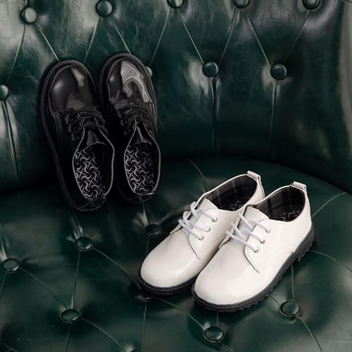 Kids Formal Leather Lace Shoes Boys Girls Wedding Uniform Elegant Cute Flat Sneakers School Birthday Ankle Dress Shoes3