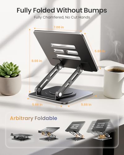 Image of LOXP Adjustable Tablet Stand, 360 Rotating iPad Stand with Heavy-Duty Base, Tablet Holder Compatible with 4.7-16.9 inch Device, iPad Pro Air Mini, Kindle, Surface Tablet, Portable Monitors - Black