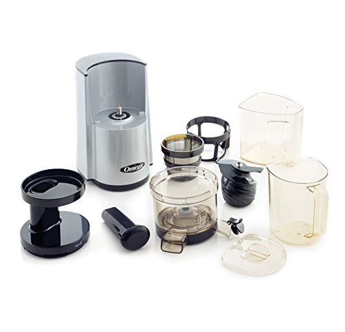 Omega Vertical Slow Masticating Juice Extractor 43 Rpm Compact Design With Automatic Pulp Ejection, 150-Watt, Silver #TOP4