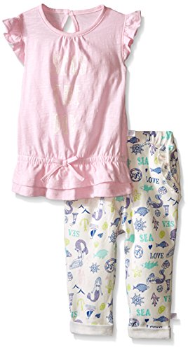 Rosie Pope Baby Girls' 2 Piece Seas The Day Shirt with Mermaid Printed Terry Pant Set