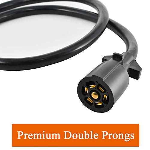 Oyviny Heavy Duty 7 Way Trailer Plug Cord With Double Prongs Connector 4 Feet 7 Pin Rv Blade Inline Trailer Wiring Harness Plug Extension Cable Waterproof & Corrosion Resistant (4Ft) #TOP1