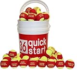 Oncourt Offcourt Quick Start 36' Red Felt Balls with Slogans – 24 Ball Bucket/Same Size as Regular Tennis Balls/Red Balls
