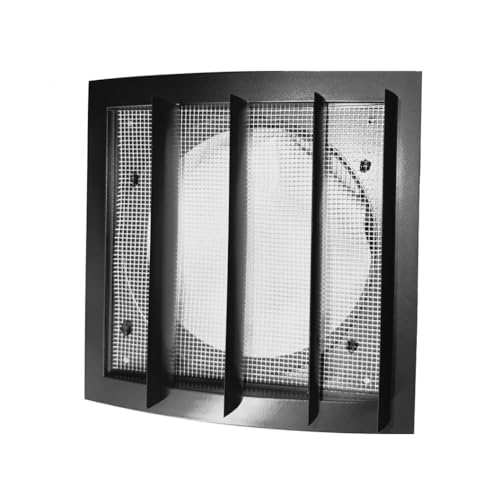 H&C VENT Lüftungsgitter eckig 190x190mm mit Insektenschutz & Lamellen (Ø 150mm, anthrazit) - Kunststoff Wetterschutzgitter zur Dunstabzug Abdeckung außen - Belüftungsgitter Abzug, Garage, Kühlschrank