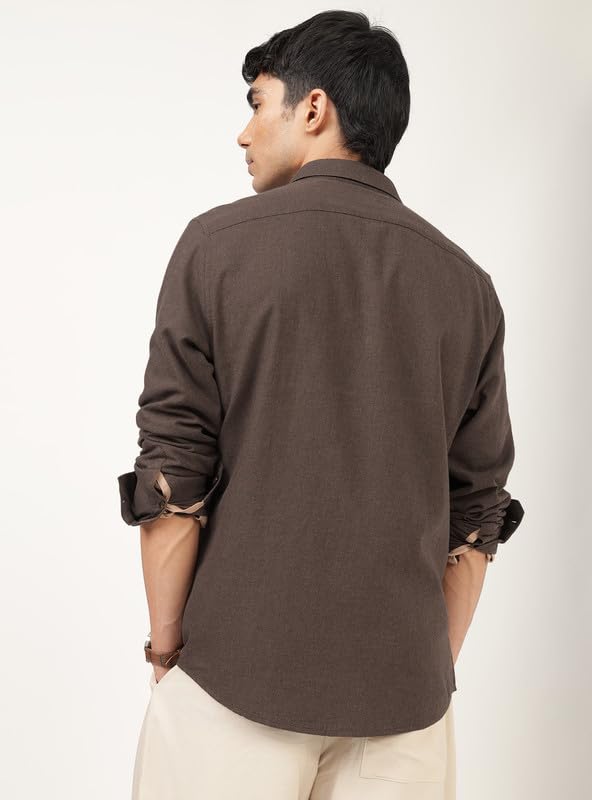 Image of Andamen Men Premium Button-Down Collar Solid Cotton Casual Shirt Navy