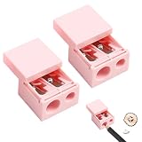 2 Pcs Dual-Size Beauty Pencil Sharpener,Makeup Sharpener– Vegan,Cruelty-Free,Compact & Travel-Friendly for Eyeliners,Lip Liners & Art Pencils(Pink