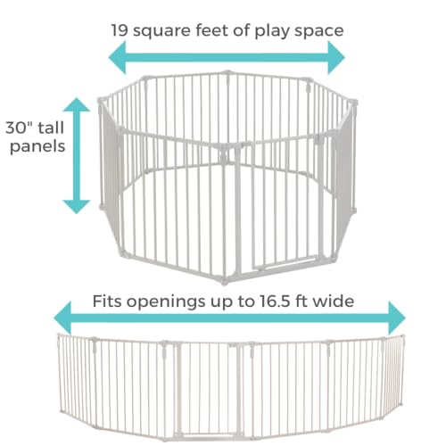 Toddleroo by North States 3-in-1 8 Panel 199\" Wide Metal Baby Play Yard, Extra Tall 72\" Wide Deluxe Decor Baby Gate - Thumbnail 4