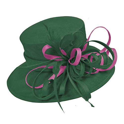 Chapeau bibi vert émeraude mariage femme grand bord