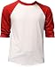 Casual Raglan Tee 3/4 Sleeve TShirt Baseball Jersey L White Red