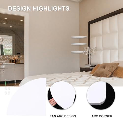 Estante de esquina de pared de PVC blanco con diseño triangular elegante 5