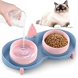 Picture of Ceramic Cat Food Bowl, Silicone Can Opener and 15° Raised Cat Bowls, No-Spilling Cats Food and Water Bowls for Cats and Small Dog, Anti Vomitting, Whisker Friendly and Dishwasher Safe - Pink