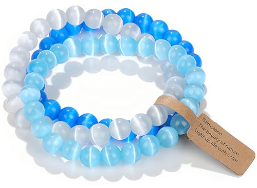 Image of WEIZAIJY Crystal Beaded Bracelet for Women 3 Pack - Natural Stone Chakra Healing Bracelets for Anxiety & Stress Relief, Meditation Yoga Gifts
