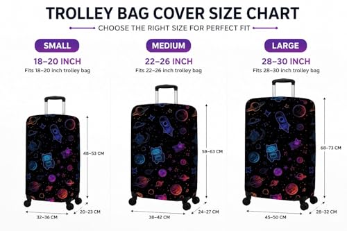 Image of Printed Luggage Cover for Traveling Bag & Suitcase - Stretchable & Scratchproof Trolley Protector with Velcro Lock & Lightweight Washable Material(Suitcase Not Included, Only Cover in Product)