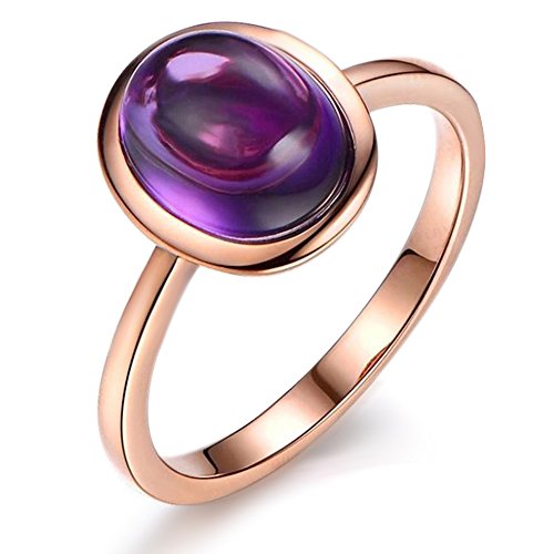 Bague de Promesse Améthyste Naturelle Or Rose Cadeau Anniversaire Femme
