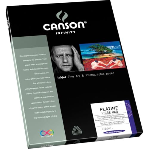 Canson Infinity Platine Fibre Rag Bright White Smooth Satin Inkjet Paper, 310gsm, 25 Sheets - 25 Sheets, 8.5x11