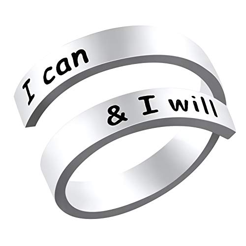 Gravierter Inspirationsring, Offener Verstellbarer Woffoly-Fingerring, Chirurgische 316L-Edelstahl-Statement-Ringe Geschenke für Teenager-Mädchen Cover