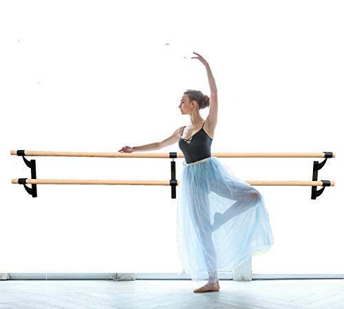 Pro-Gymnastics Ballet Barre 28 FT Long Double Bar Black 2.0” Diameter - Fixed Height Wall Mount Ballet Barre System Traditional Wood, Home or Studio Ballet Bar, Dance, Stretch Bar, Dancing/Stretching