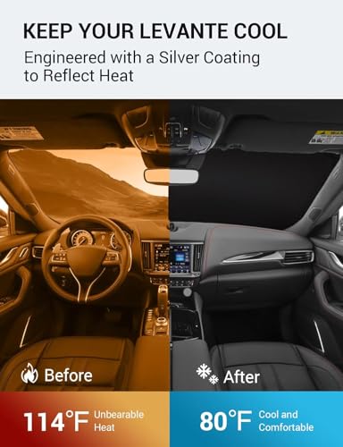 Image of Proadsy 2026 Upgrade Front Windshield Sun Shade Foldable Sunshade Protector Custom Fit 2017-2024 Maserati Levante Accessories