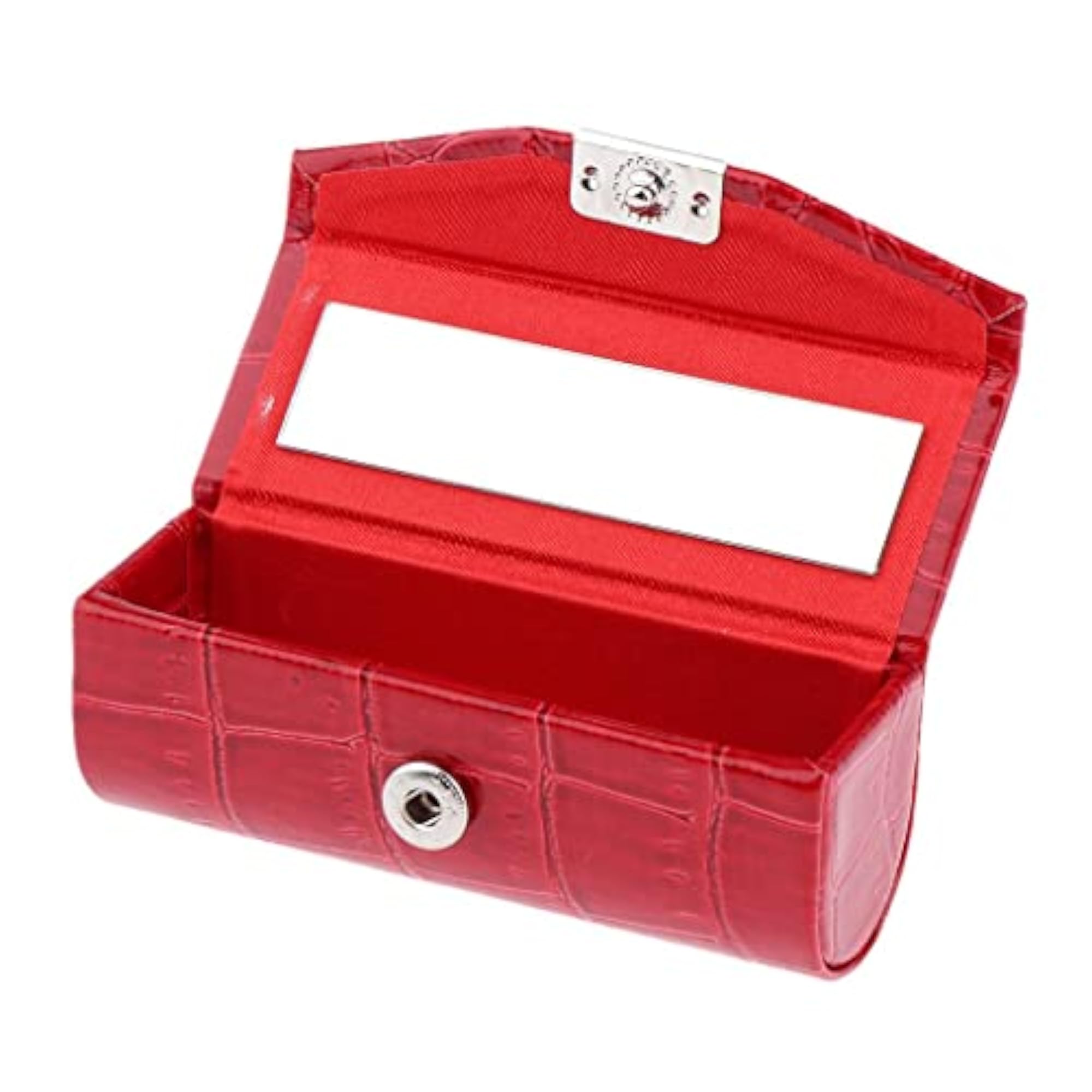 2 Colors Women PU Leather Lipstick Case with Mirror