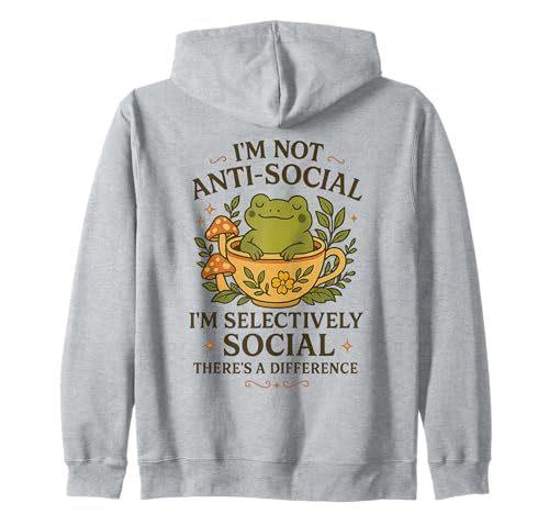 No Soy Antisocial Selectivamente Social Lindo Sarcasmo de Rana Sudadera con Capucha