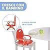 Chicco Pocket Snack Rialzo Sedia per Bambini 6 Mesi-3 Anni (15 kg), Seggiolino Pappa Alzasedia da Tavolo Portatile e Regolabile, Seggiolone Chiusura Compatta, Vassoio Rimovibile, Rosso