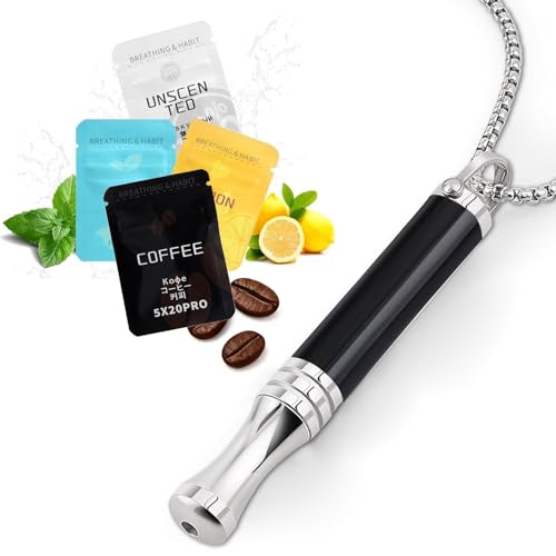 Cadena respiratoria para dejar de fumar,Contiene 12 filtros (4 sabores), Sin nicotina ni químicos, Simula la experiencia de fumar,Favorece la relajación y los ejercicios de respiración,Color Obsidiana