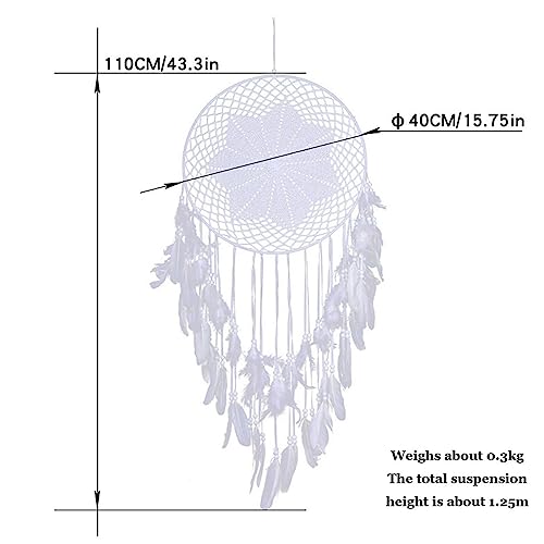Atrapasueños blanco para decoración de pared hogar estilo nórdico colgante 3