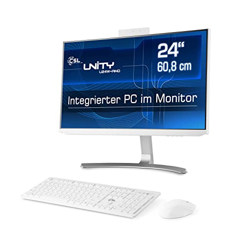 All-in-One-PC CSL Unity U24W-AMD, 60,5 cm (23,8 Zoll, 1920x1080 Full HD) - Leistungsstarker AIO (AMD Ryzen 7 5700G CPU 8x3800 MHz, 2000 GB SSD, 32 GB DDR4-RAM, Windows 11 Pro), weiß