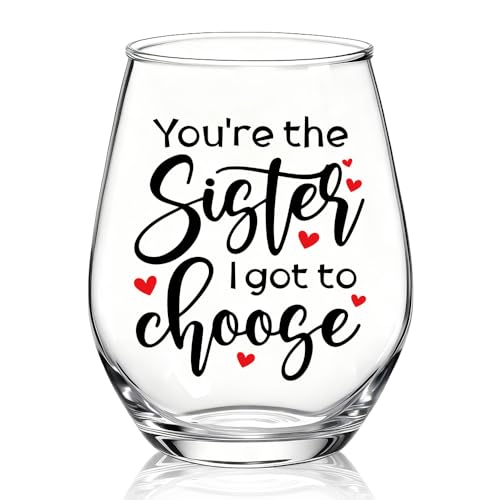 XQLZY You'Re The Sister I Got To Choose Stemless Wine Glass, Funny Irish Friendship Wine Glass Gifts for Soul Sister Friend Bridesmaid BFF, Christmas Birthday Thanksgiving Friendship Gifts for Women