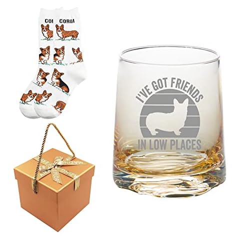 Christmas for Corgi Dog Dad, Corgi Whiskey Water Drinking Glass Tumbler, I've Got Friends in Low Places Cover