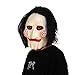 xiuyou Saw Mask Horror Killer Billy Mask Scary Clown Puppet Mask Creepy Latex Jigsaw Mask Halloween Costume Cosplay Props, White