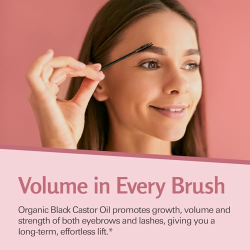 Image of 100% Organic Cold-Pressed Black Castor Oil for Hair Growth, Promotes Thicker Lashes and Eyebrows | Hexane-Free & Unrefined in a 4 fl oz Glass Bottle with Dropper | Eyebrow and Eyeliner Brush Included