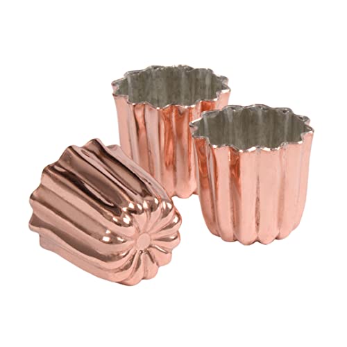 Patisse Set of 3 Copper Fluted Bordeaux Moulds 17.5 x 6 x 6 cm