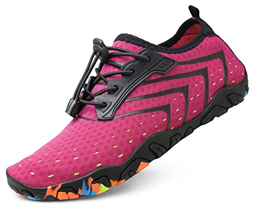 kealux Women Men Barefoot Quick-Dry Water Shoes Multifunctional Beach Sneakers for Beach Swim Surf Diving Aqua Sports Pool Boating Walking Park Yoga Lake?C Pink?-42
