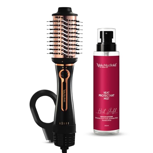 Image of Urban Yog MakeMeeBold 3-in-1 Hot Air Brush + Heat Protectant Spray (200ml) | Salon-Style Blow Dry, Straightening & Volume Combo | Frizz-Free, Damage-Safe Styling