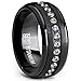 Metal Masters Black Titanium Men's Eternity Wedding Band Ring with Clear Round Cubic Zirconia 9mm Size 11