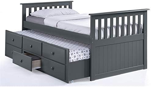 StorkCraft Marco Island Captain's Bed with Trundle and Drawers - Twin (Gray)
