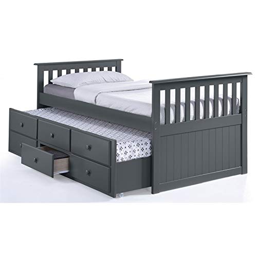 Storkcraft Marco Island Captain's Bed With Trundle And Drawers - Twin (Gray) #TOP4