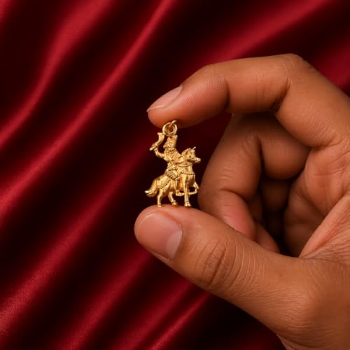 Image of Handmade 1.69 inch Karuppasamy Pendant Panchalogam Bronze | Guardian Deity Hindu Jewelry | Spiritual Protection Amulet