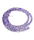 Silver Amethyst Tennis Mens Chain Necklace Natural Amethyst Mens Tennis Necklace Octagon Purple Amet