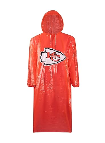 Image of NFL Waterproof Rain Poncho for Adults, Sporty, Elastic Sleeves and Drawstring Hood, Unisex Rain Coat