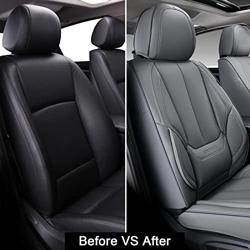 Coverado Front Car Seat Covers, 2 Pieces Car Seat Cover, Waterproof Car Seat Protectors, Nappa Leather Car Seat Cushion, Driver Seat Cover Universal Fit For Most Sedans Suv Pick-Up Truck, Gray #TOP5
