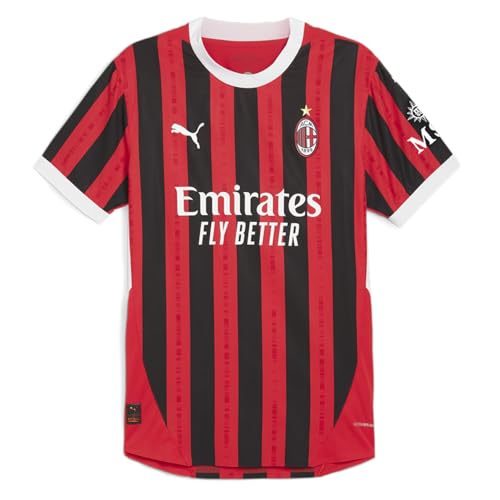 PUMA Mens Ac Milan Home Authentic Crew Neck Short Sleeve Jersey Casual - Red - Size M