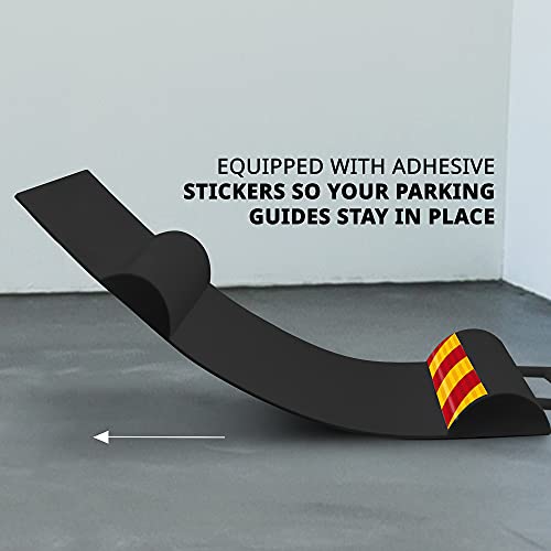 RaxGo Car Parking Mat, Garage Wheel Stopper Parking Aid, Tire Guides for Cars, Trucks & Vehicles | Anti-Skid Grips, Easy Install Adhesive, Carry Handles & Reflective Strips, Black | Pack of 2 Mats - Thumbnail 6
