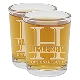 Personalized 2pk; set of two Engraved 2.5oz Shot Glass, Custom Etched Shot Glasses, Groomsmen, Customized Bridesmaid, Wedding Favors, Customized Birthday Gifts, Anniversary, Cute, Halpert Monogram