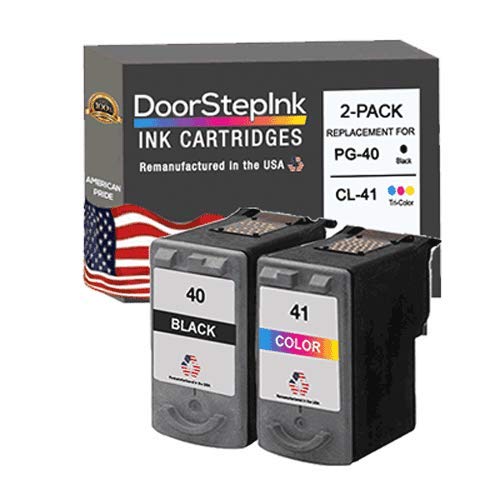 DoorStepInk Remanufactured in The USA Ink Cartridge Replacements for Canon PG-40 CL-41 Black Color 2PK for Canon Pixma iP1600 MP140 MP180 MP460 Fax JX200 Fax-JX210P