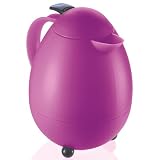 Leifheit Columbus 1, 0 L Isolierkanne, 100% dicht, Thermoskanne mit bewährter Aromataste, praktisches Öffnen und Schließen mit einer Hand, Kaffekanne, Teekanne, lila, transluzent