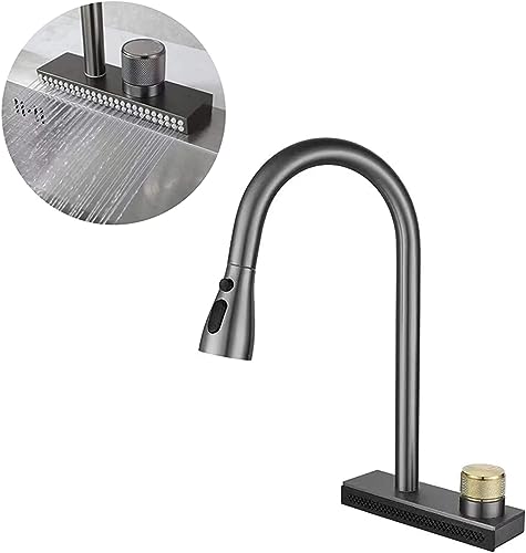 InArt Brass Waterfall Kitchen Sink Mixer Tap/Faucet 360° Rotatable Pull Out Kitchen Faucet Multi-Function (Gun Grey Black) (B0CH3PBRR2) Amazon Price History, Amazon Price Tracker